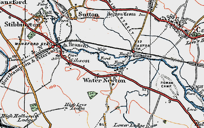 Old map of Water Newton in 1922
