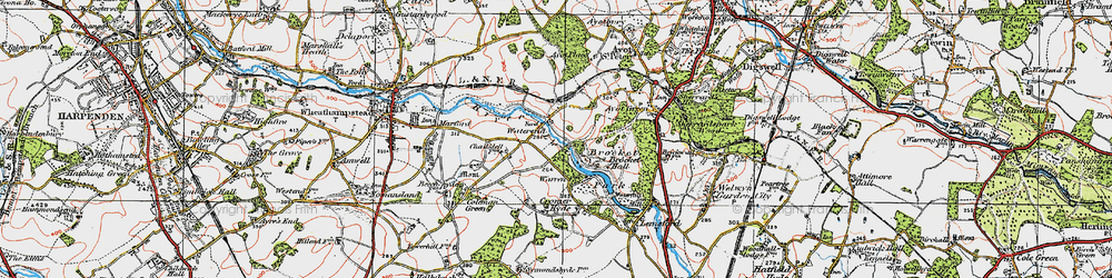 Old map of Waterend in 1920