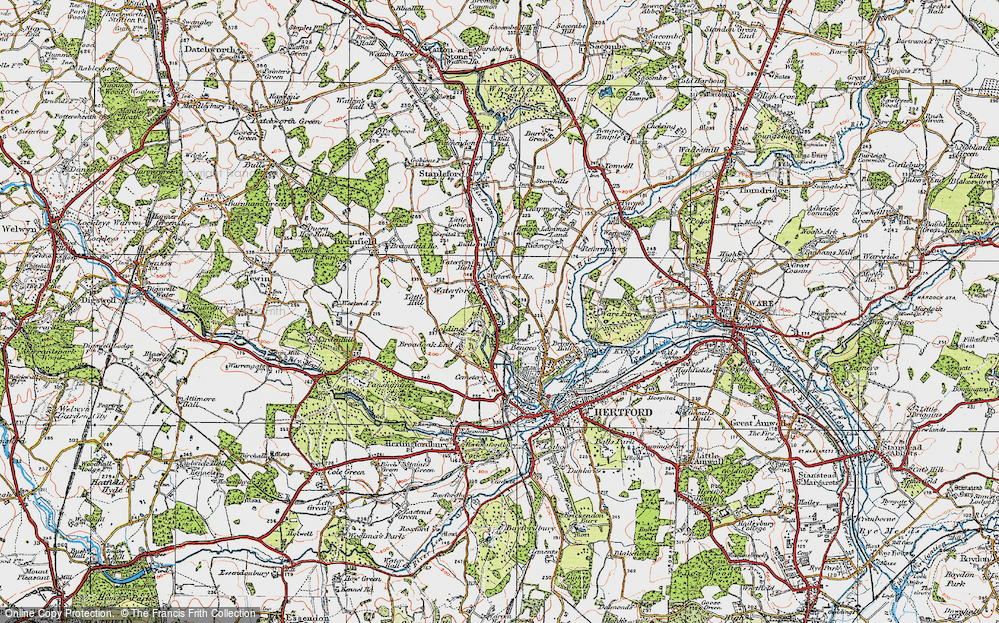 Old Map of Historic Map covering Bullsmill in 1919