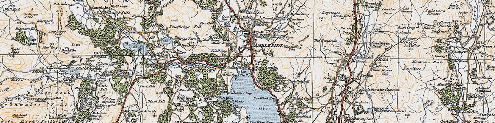 Old map of Low Wray in 1925