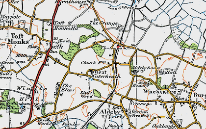 Old map of Toft Monks Ho in 1922