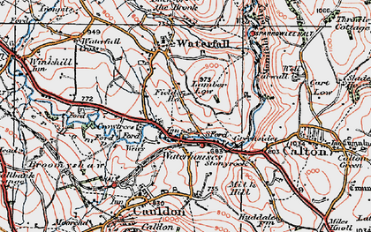 Old map of Waterhouses in 1921
