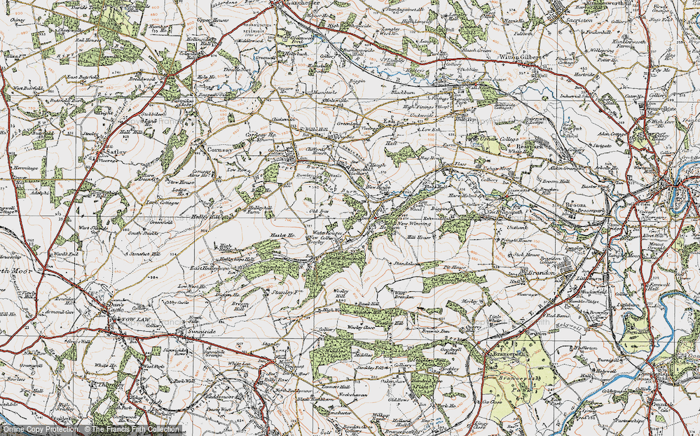 Old Map of Historic Map covering Baal Hill in 1925