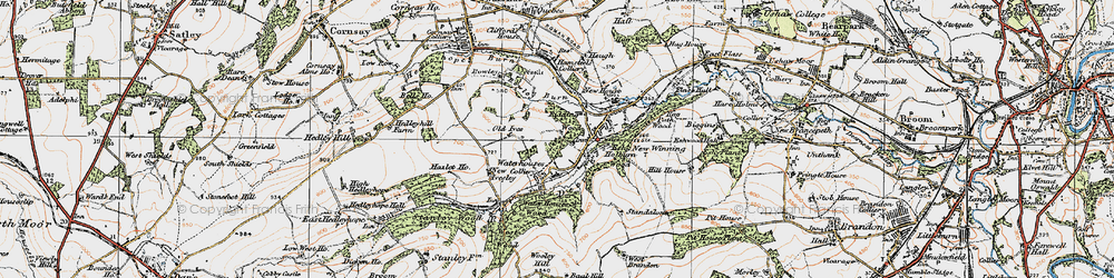 Old map of Waterhouses in 1925
