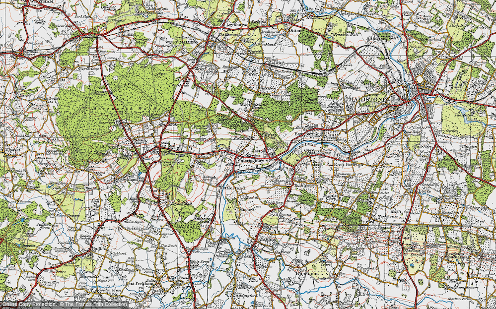 Old Map of Wateringbury, 1920 in 1920