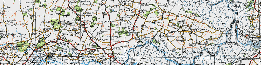 Old map of Alder Carrs in 1921