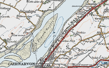 Old map of Afon Cadnant in 1922