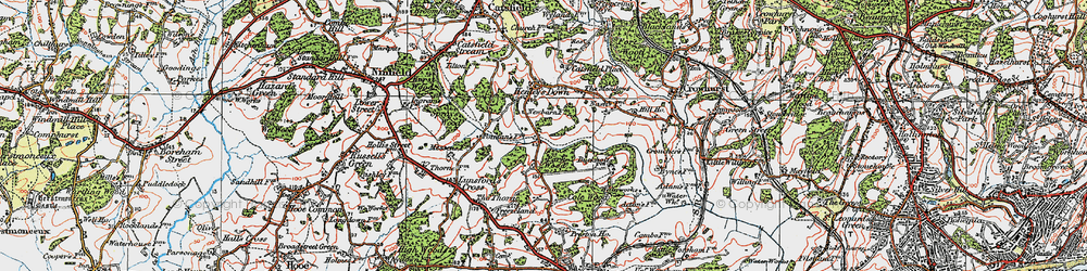 Old map of Watermill in 1921