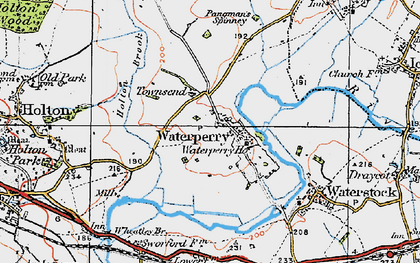 Old map of Waterperry in 1919