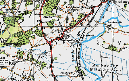 Old map of Watersfield in 1920