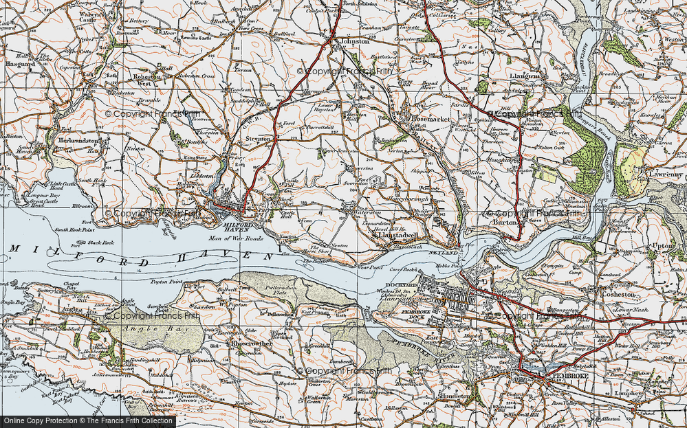 Old Map of Historic Map covering Scoveston in 1922