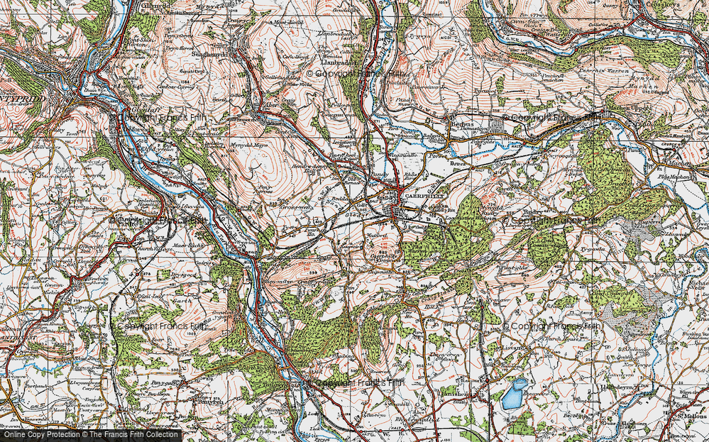 Old Map of Historic Map covering Nant Gledyr in 1919