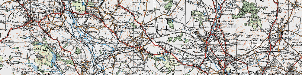 Old map of Watnall in 1921