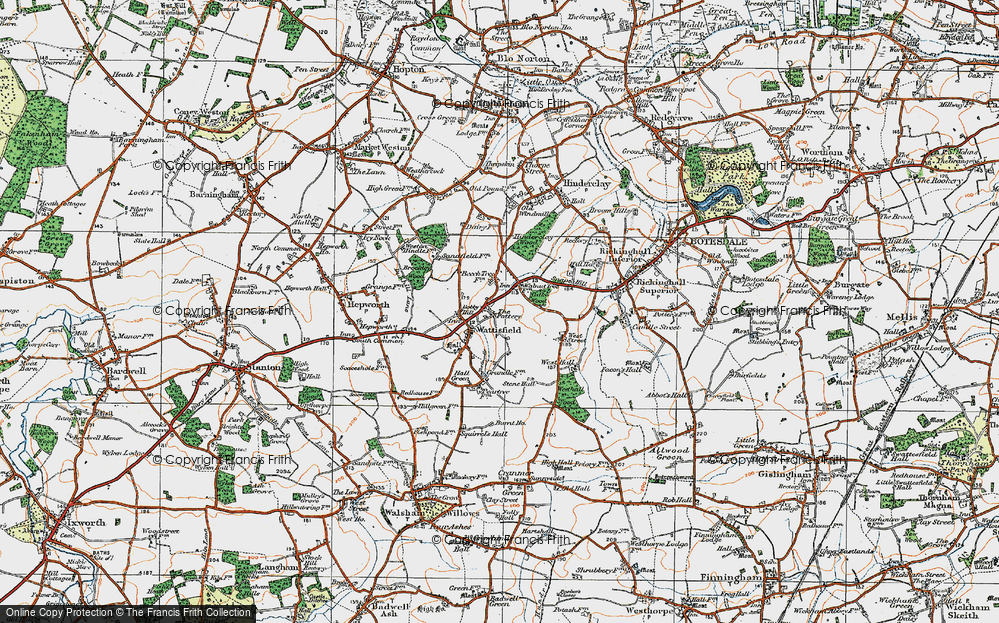 Old Map of Wattisfield, 1920 in 1920