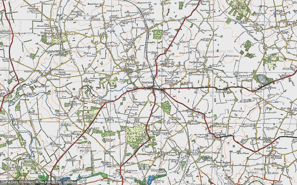 Old Map of Watton, 1921 in 1921