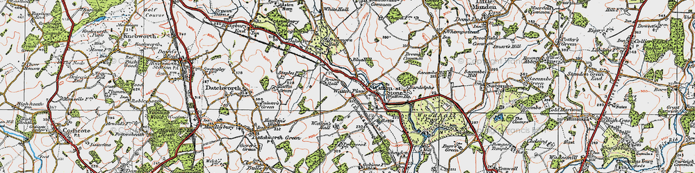 Old map of Watton at Stone in 1919