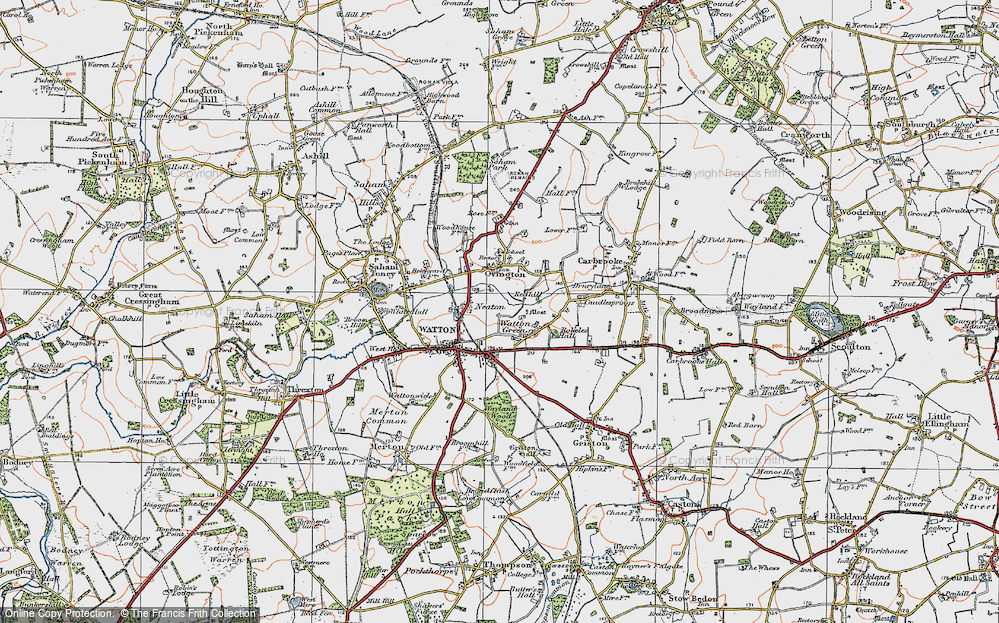Old Map of Watton Green, 1921 in 1921
