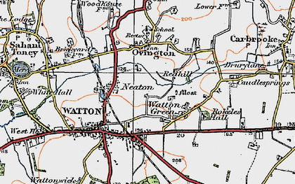 Old map of Watton Green in 1921