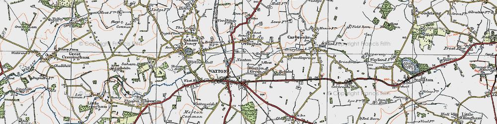 Old map of Watton Green in 1921