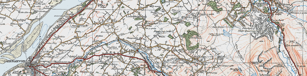 Old map of Bach yr Hilfry in 1922