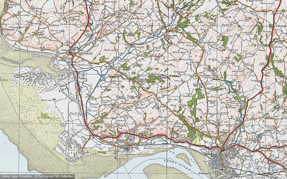 Old Map of Historic Map covering Bigyn in 1923