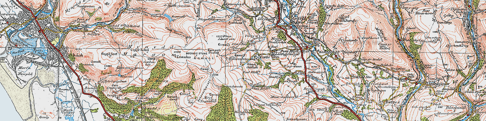 Old map of Twmpath Diwlith in 1922