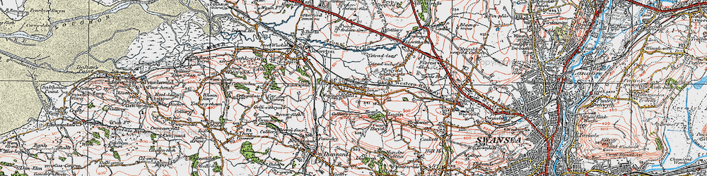 Old map of Waunarlwydd in 1923