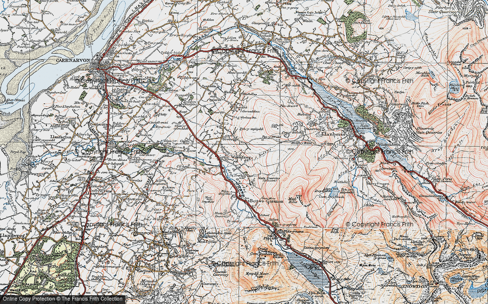 Old Map of Waunfawr, 1922 in 1922
