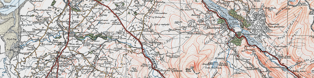 Old map of Waunfawr in 1922