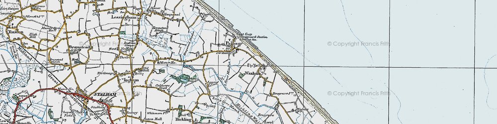 Old map of Waxham in 1922