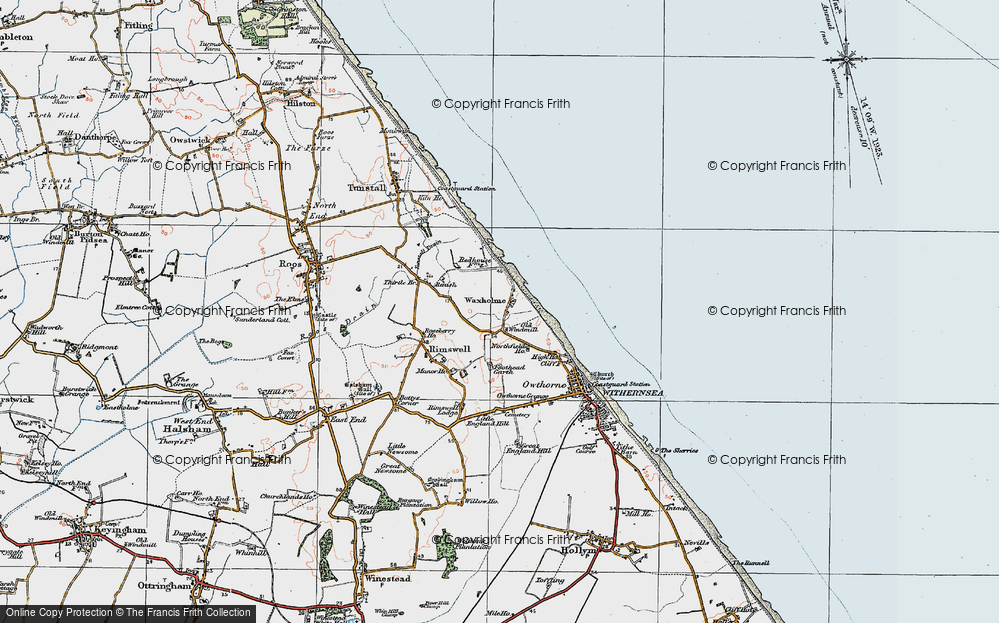 Old Map of Historic Map covering Bramley Hedge in 1924