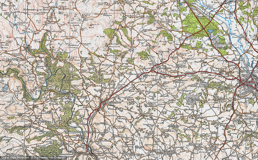 Old Map of Waye, 1919 in 1919