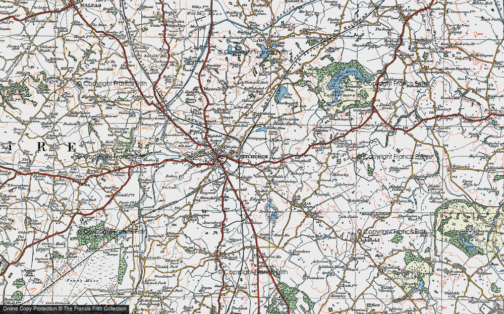 Old Map of Historic Map covering Edgeley in 1921