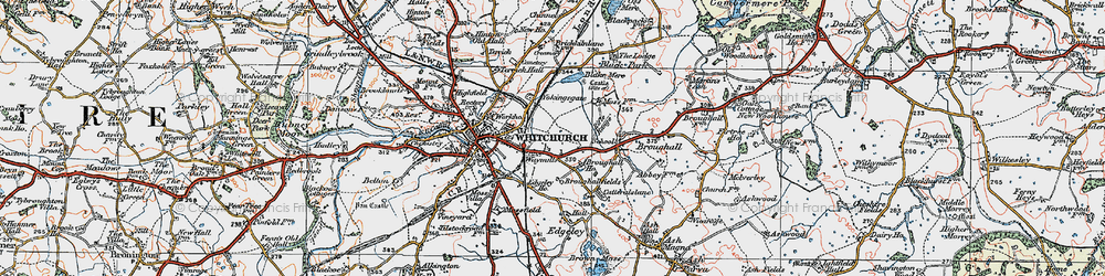 Old map of Broughall Fields in 1921