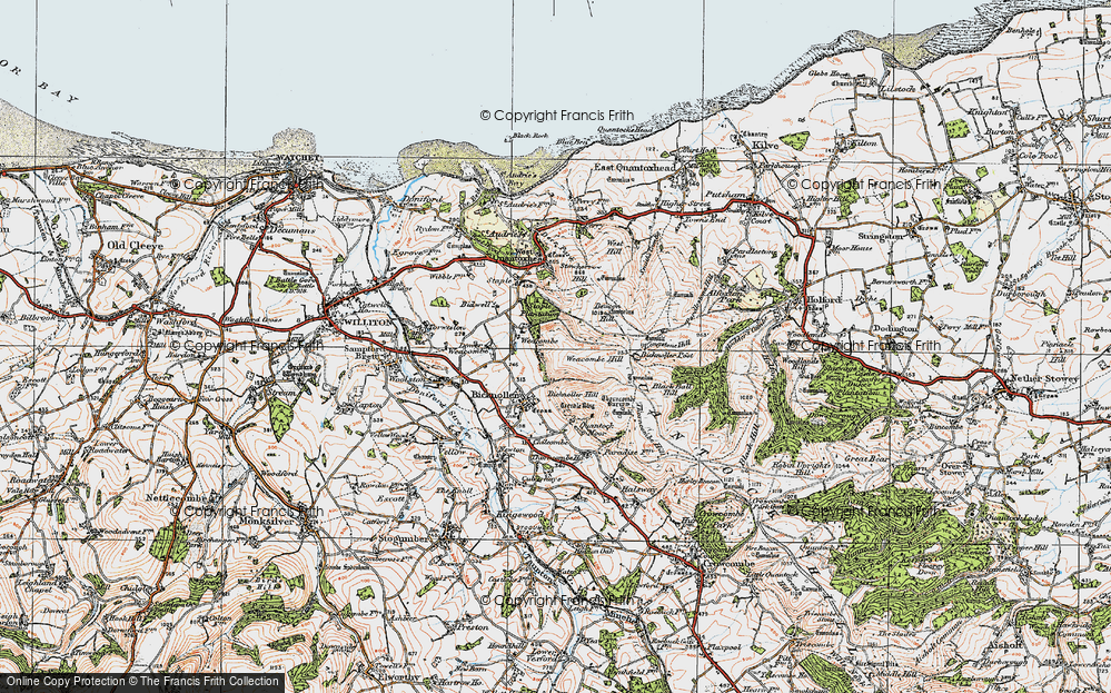 Old Map of Historic Map covering Bicknoller Post in 1919