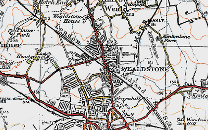 Old map of Wealdstone in 1920
