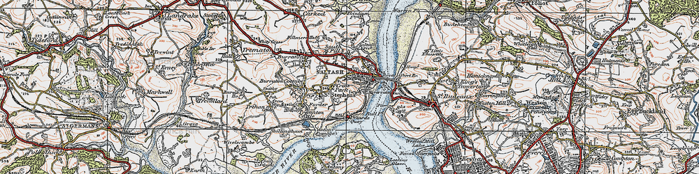 Old map of Wearde in 1919