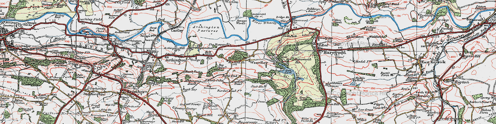 Old map of Weardley in 1925