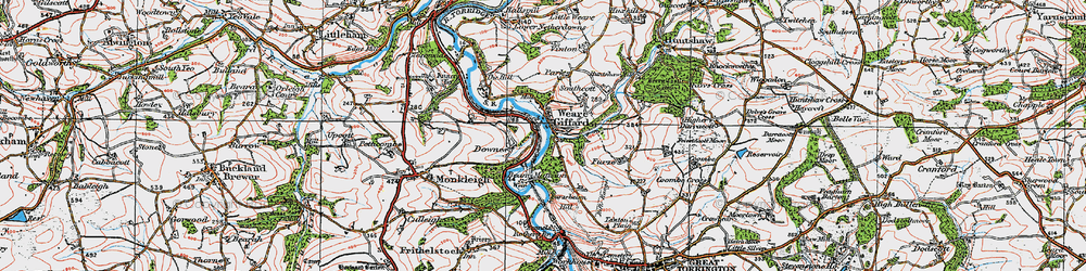 Old map of Weare Giffard in 1919