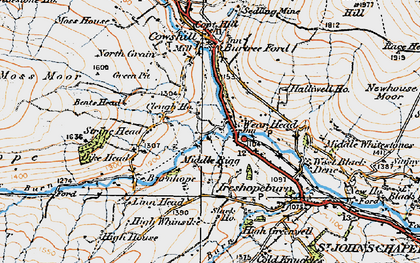 Old map of Burnhope Burn in 1925