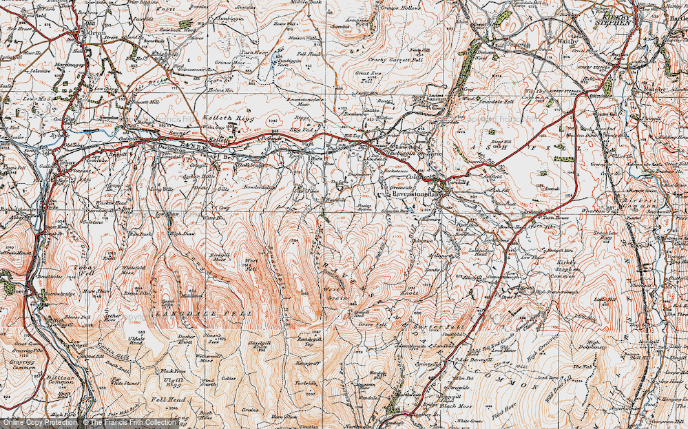 Old Map of Historic Map covering Bowderdale Beck in 1925