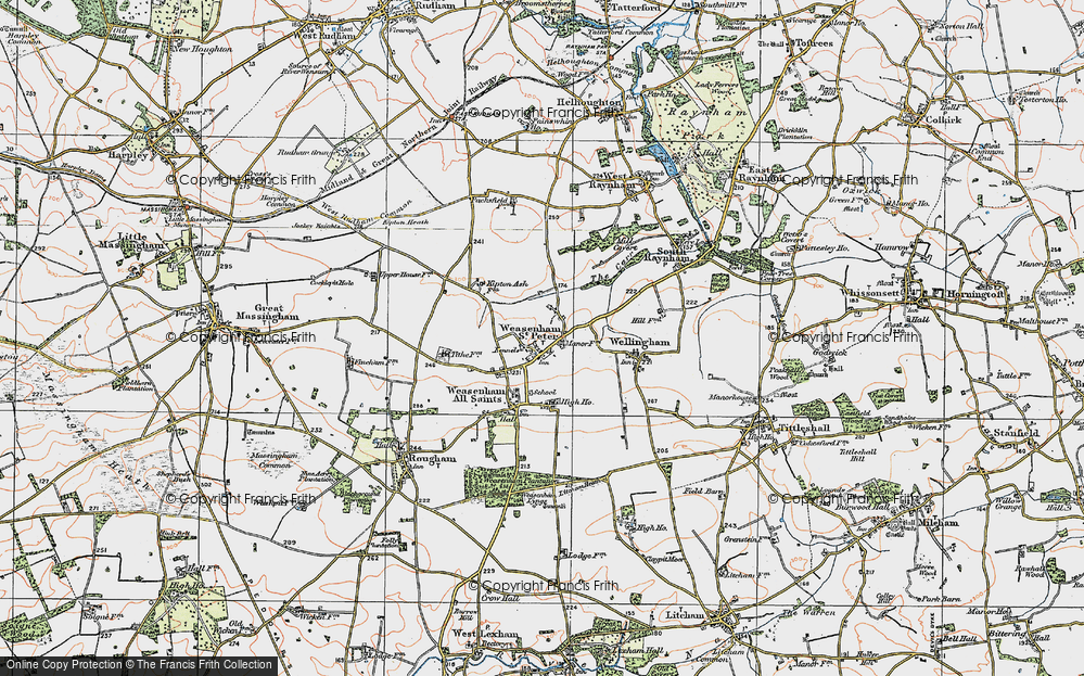 Old Map of Historic Map covering West Raynham Airfield in 1921