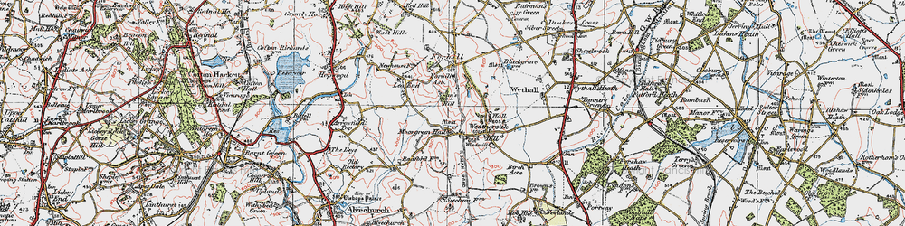 Old map of Weatheroak Hill in 1921