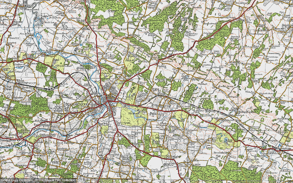 Old Map of Weavering Street, 1921 in 1921