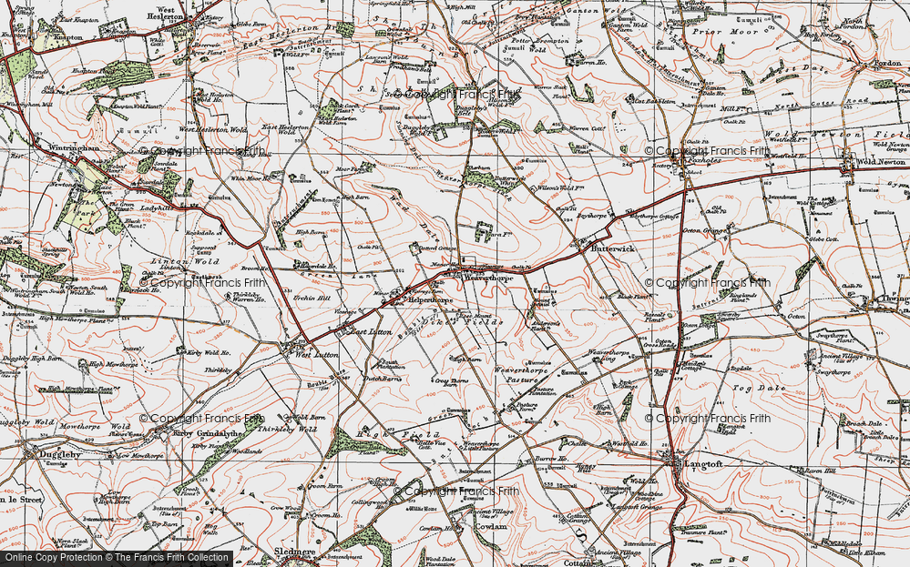 Old Map of Historic Map covering Butterwick Whins in 1924