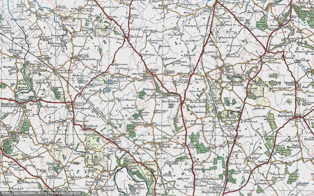 Old Map of Webscott, 1921 in 1921