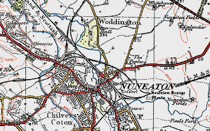 Old map of Weddington in 1920