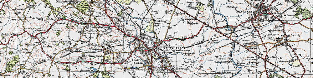 Old map of Weddington in 1920