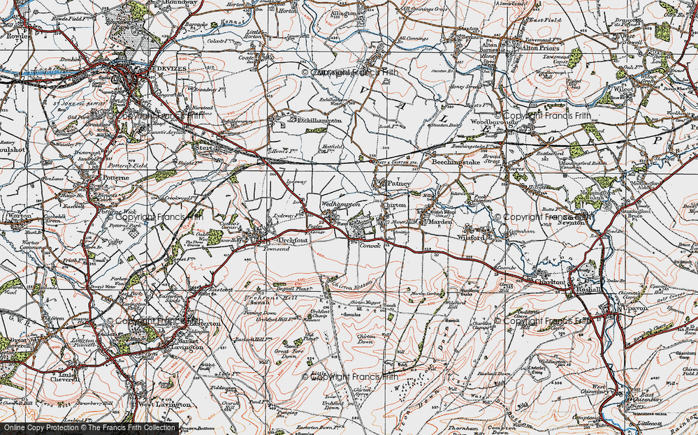 Old Map of Wedhampton, 1919 in 1919
