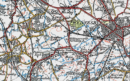 Old map of Wednesbury Oak in 1921